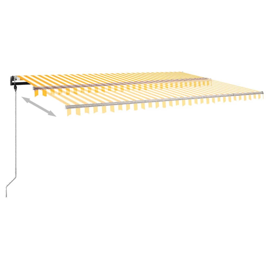 Tenda da Sole Retrattile Manuale LED 500x300 cm Gialla Bianca - homemem39