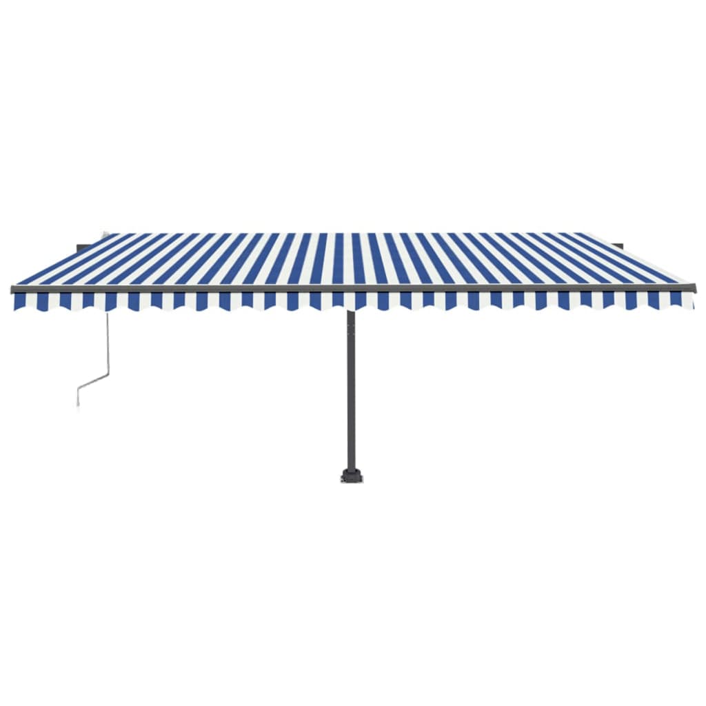 Tenda Automatica con Sensore Vento e LED 500x300 cm Blu Bianca - homemem39
