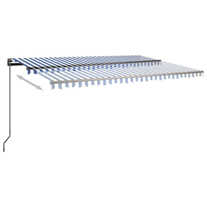 Tenda Automatica con Sensore Vento e LED 500x300 cm Blu Bianca - homemem39