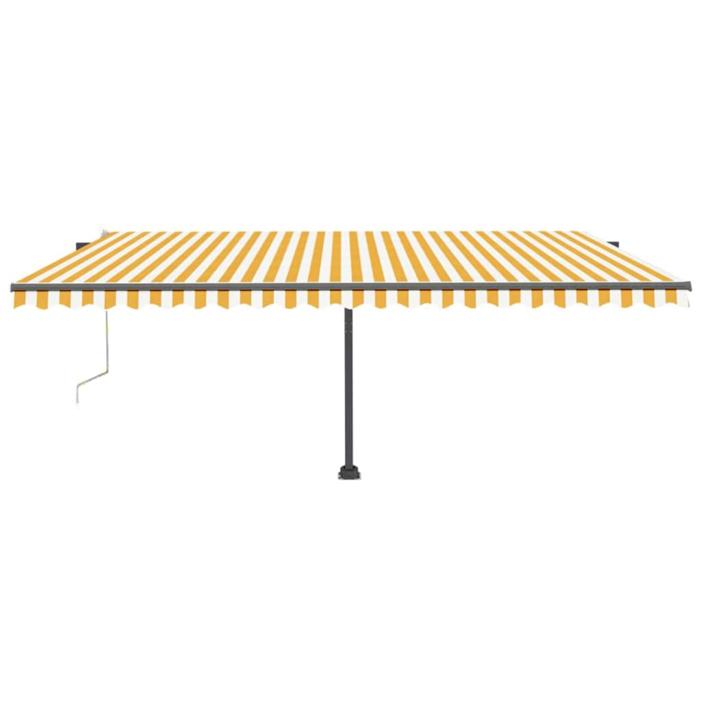 Tenda Automatica Sensore Vento e LED 500x300 cm Gialla Bianca - homemem39