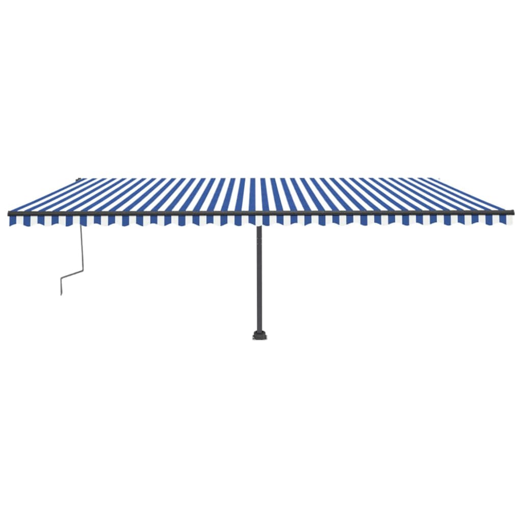 Tenda da Sole Retrattile Manuale con LED 600x300cm Blu e Bianco