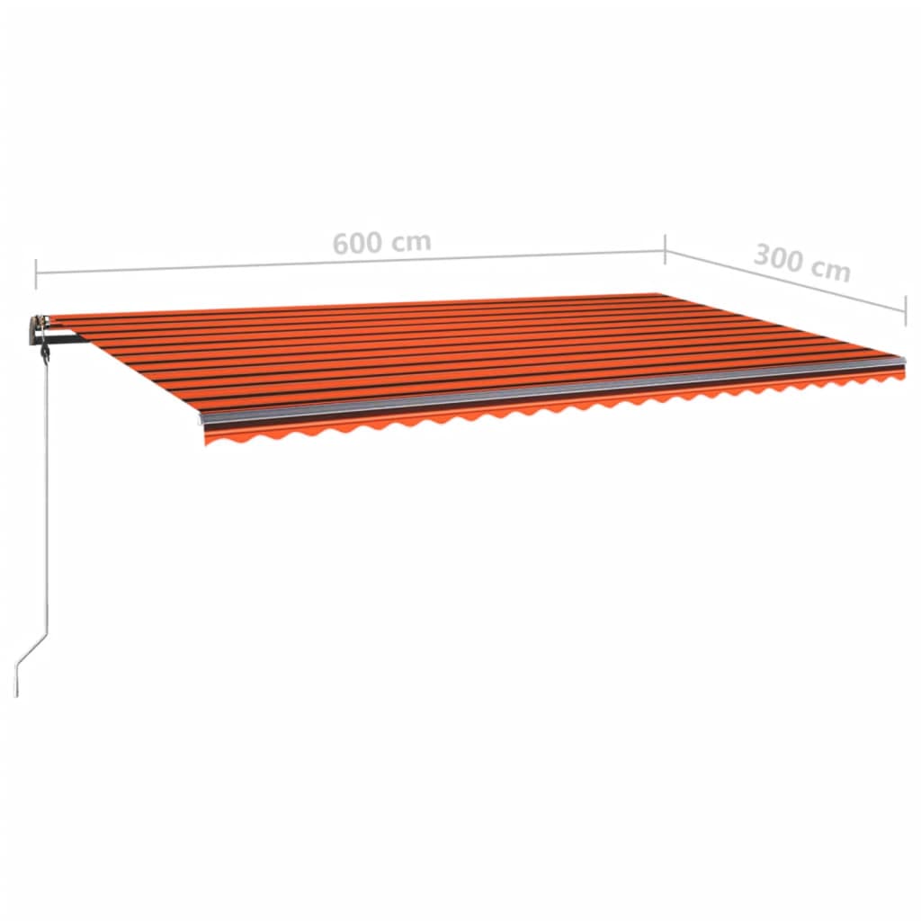 Tenda da Sole Retrattile Manuale LED 600x300 cm Arancio Marrone - homemem39