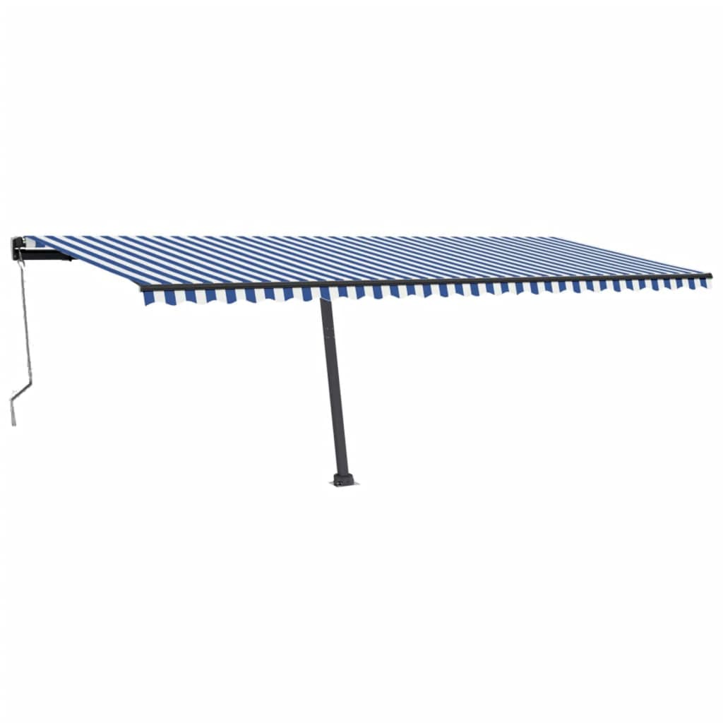 Tenda Automatica con Sensore Vento e LED 600x300 cm Blu Bianca - homemem39