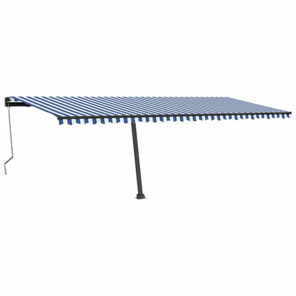 Tenda Automatica con Sensore Vento e LED 600x300 cm Blu Bianca - homemem39