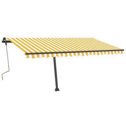 Tenda da Sole Autoportante Manuale 400x350 cm Gialla Bianca - homemem39