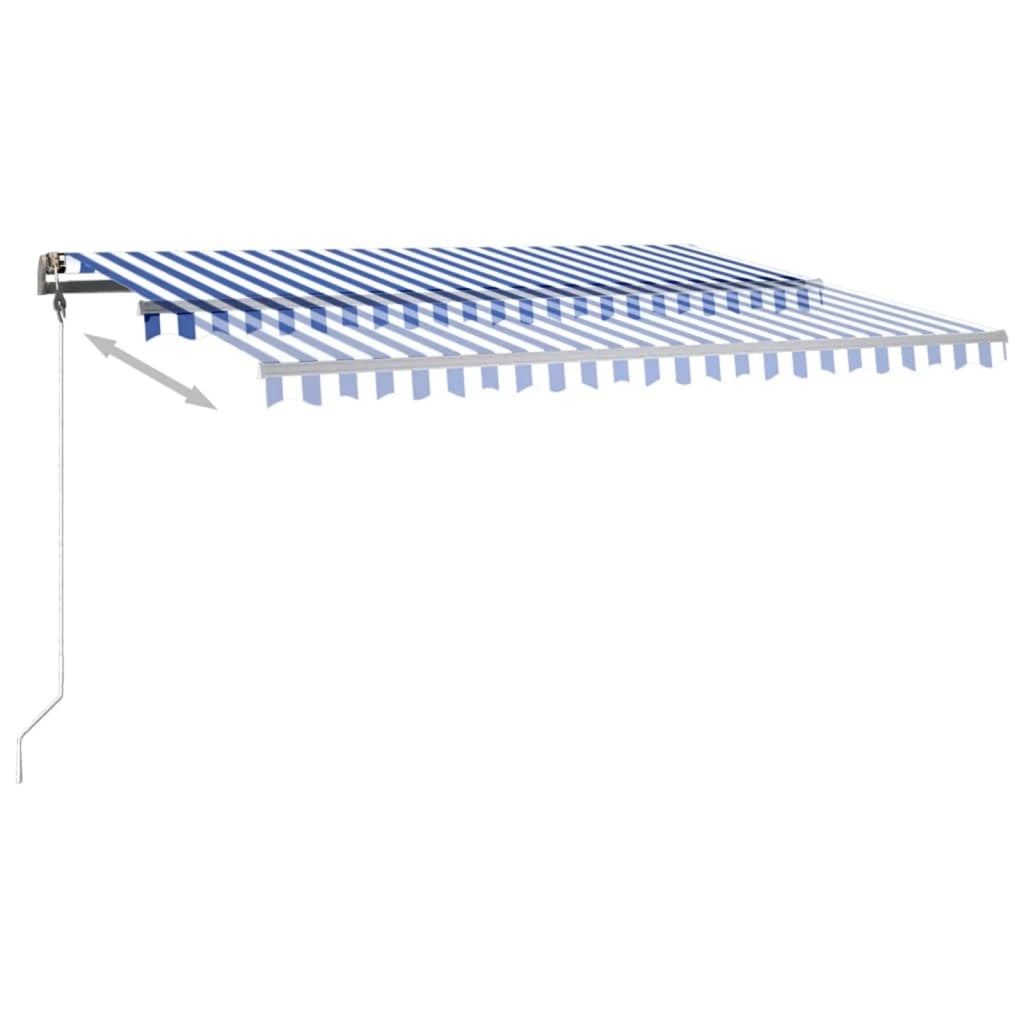 Tenda da Sole Retrattile Manuale con LED 400x350 cm Blu Bianco - homemem39