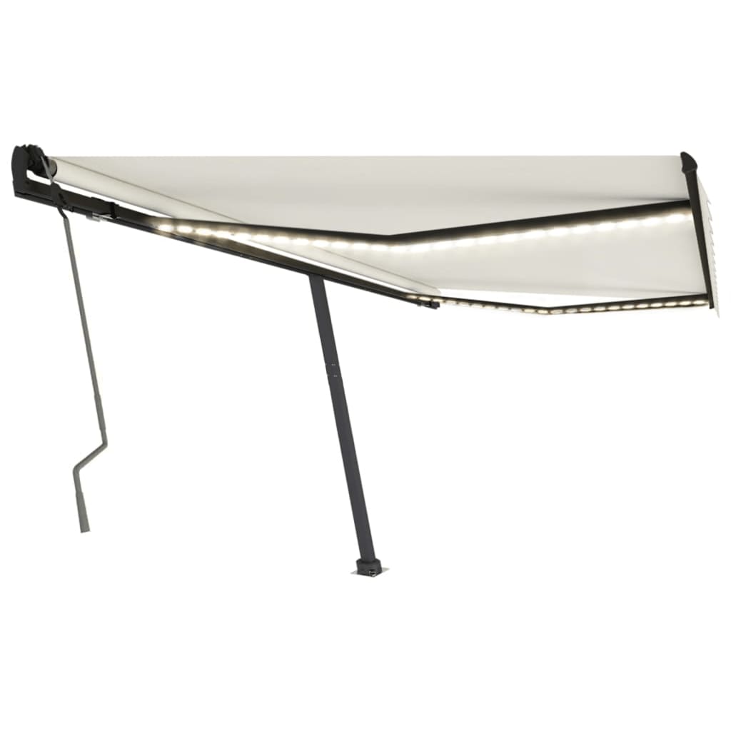 Tenda da Sole Retrattile Manuale con LED 400x350 cm Crema - homemem39