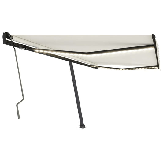 Tenda da Sole Retrattile Manuale con LED 400x350 cm Crema - homemem39