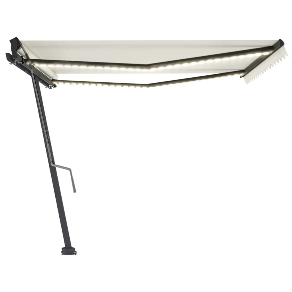 Tenda da Sole Retrattile Manuale con LED 400x350 cm Crema - homemem39