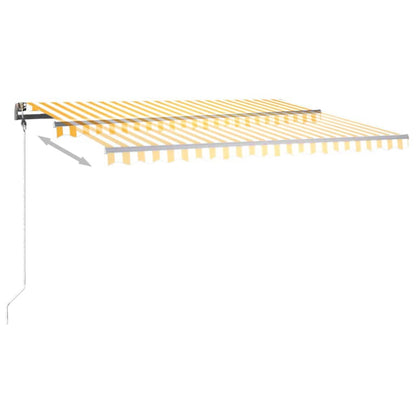 Tenda da Sole Retrattile Manuale LED 400x350 cm Giallo Bianco - homemem39