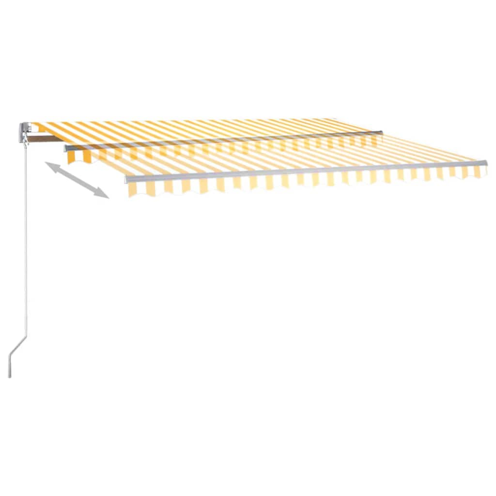 Tenda Automatica Sensore Vento e LED 400x350 cm Gialla Bianca - homemem39