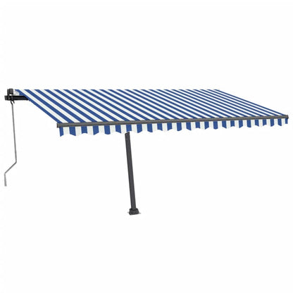 Tenda Automatica con Sensore Vento e LED 450x350 cm Blu Bianca - homemem39