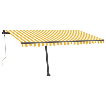 Tenda Automatica Sensore Vento e LED 450x350 cm Gialla Bianca - homemem39