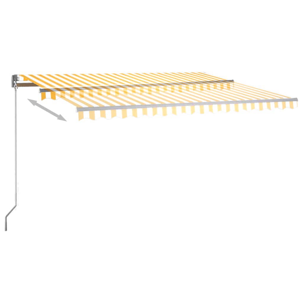 Tenda Automatica Sensore Vento e LED 450x350 cm Gialla Bianca - homemem39
