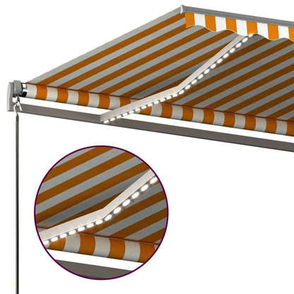 Tenda Automatica Sensore Vento e LED 450x350 cm Gialla Bianca - homemem39