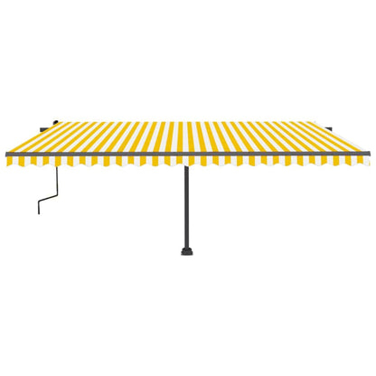 Tenda da Sole Autoportante Manuale 500x350 cm Gialla Bianca - homemem39