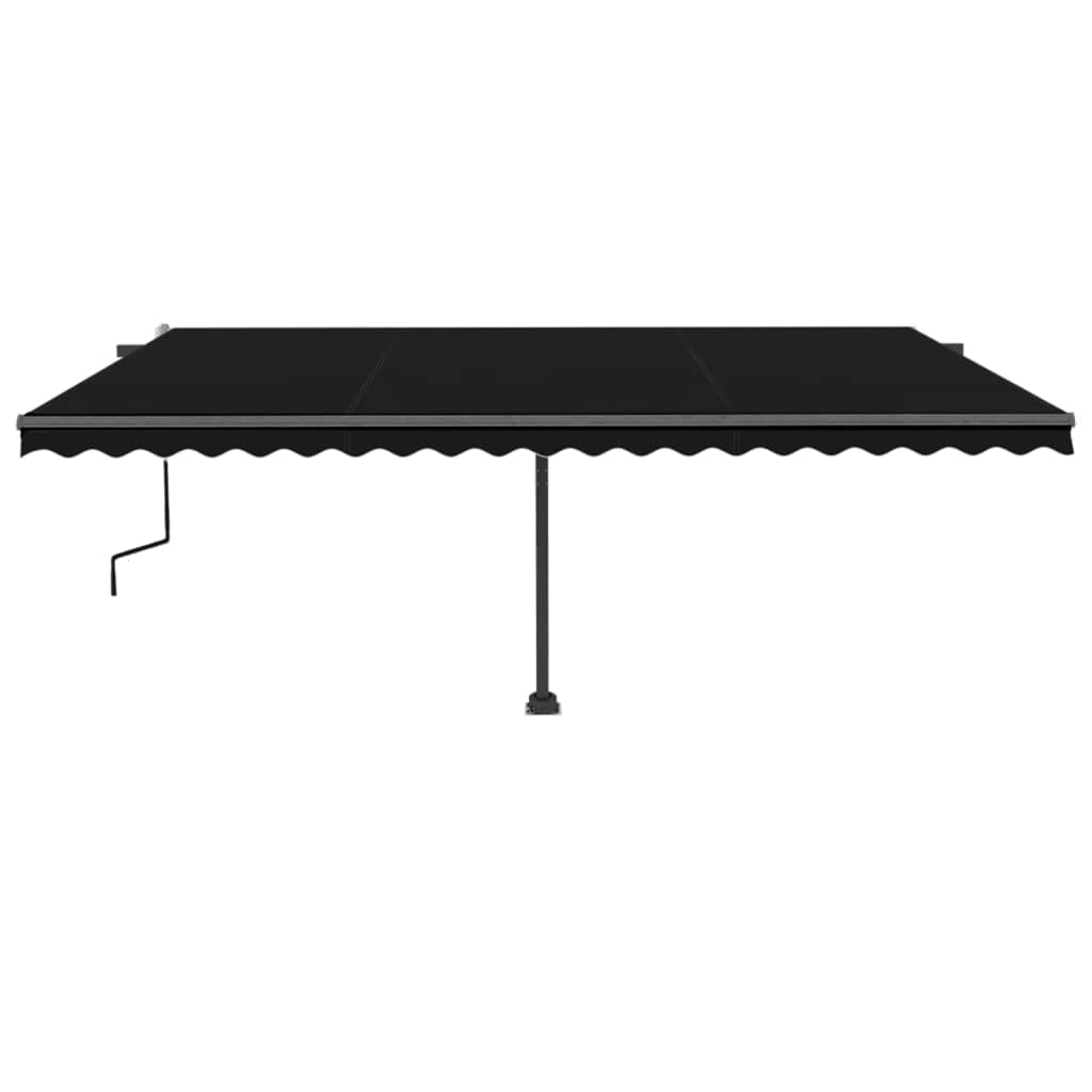 Manual Retractable Awning with Pole 500x350 cm Anthracite