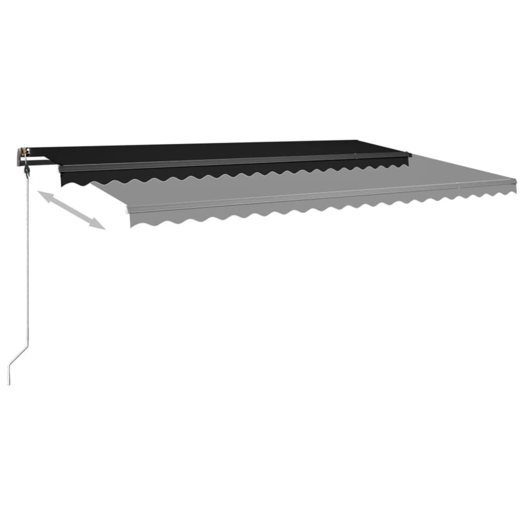 Manual Retractable Awning with Pole 500x350 cm Anthracite