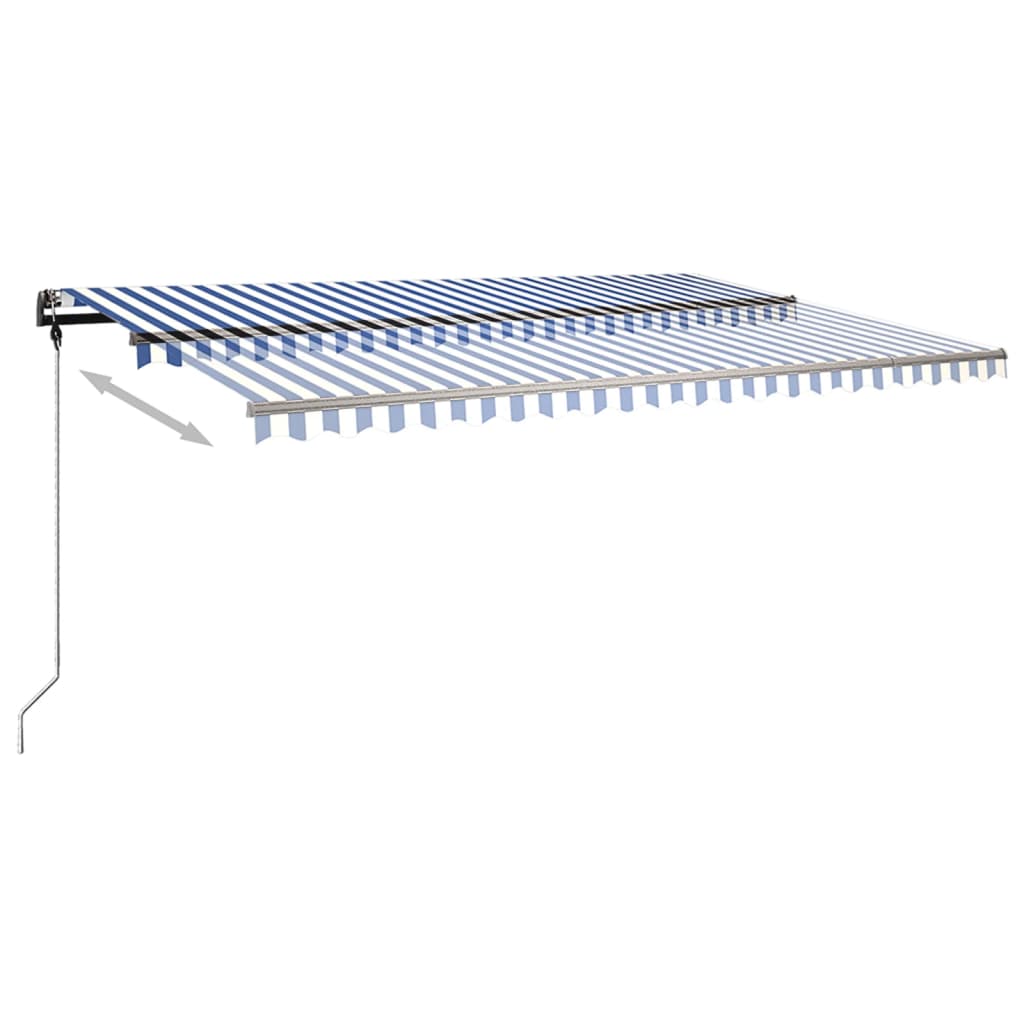 Tenda da Sole Retrattile Manuale LED 500x350 cm Blu e Bianca - homemem39