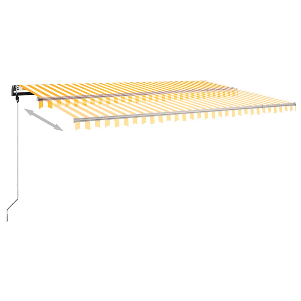 Tenda da Sole Retrattile Manuale LED 500x350 cm Giallo Bianco - homemem39