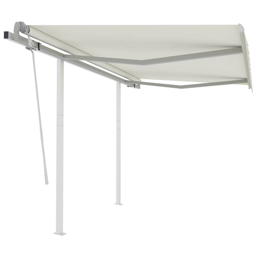 Tenda da Sole Retrattile Manuale con Pali 3x2,5 m Crema | homemem39