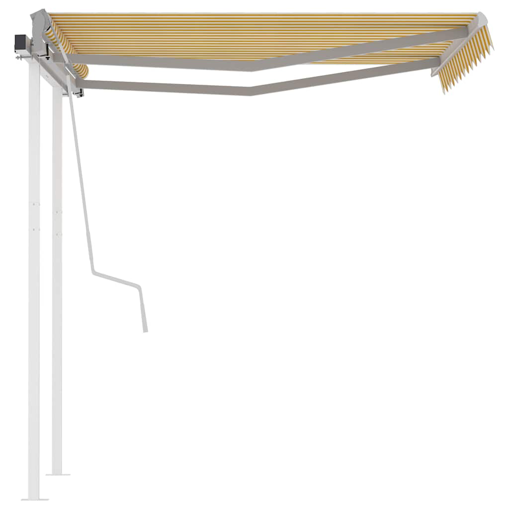 Tenda da Sole Retrattile Manuale e Pali 3x2,5 m Gialla e Bianca | homemem39