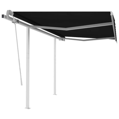 Tenda da Sole Retrattile Manuale con Pali 3x2,5 m Antracite | homemem39