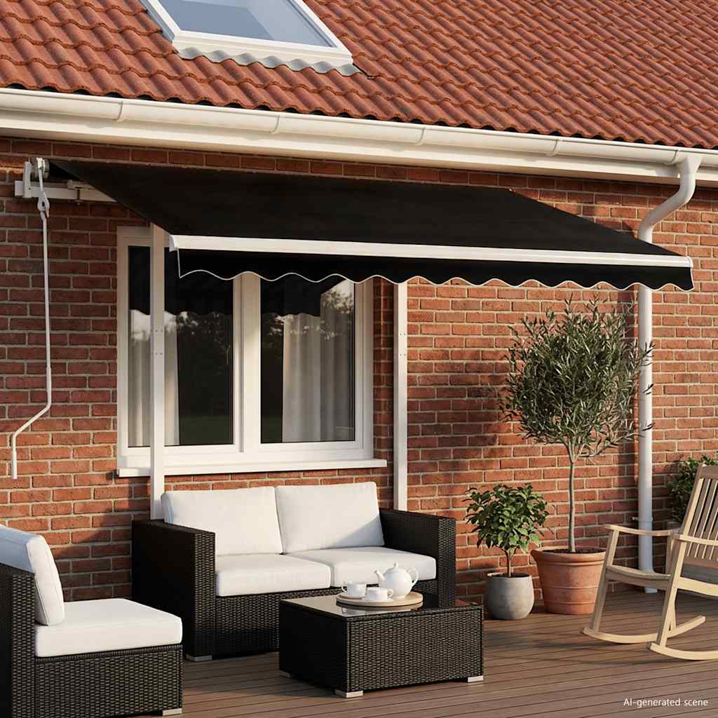 Tenda da Sole Retrattile Manuale con Pali 3x2,5 m Antracite | homemem39