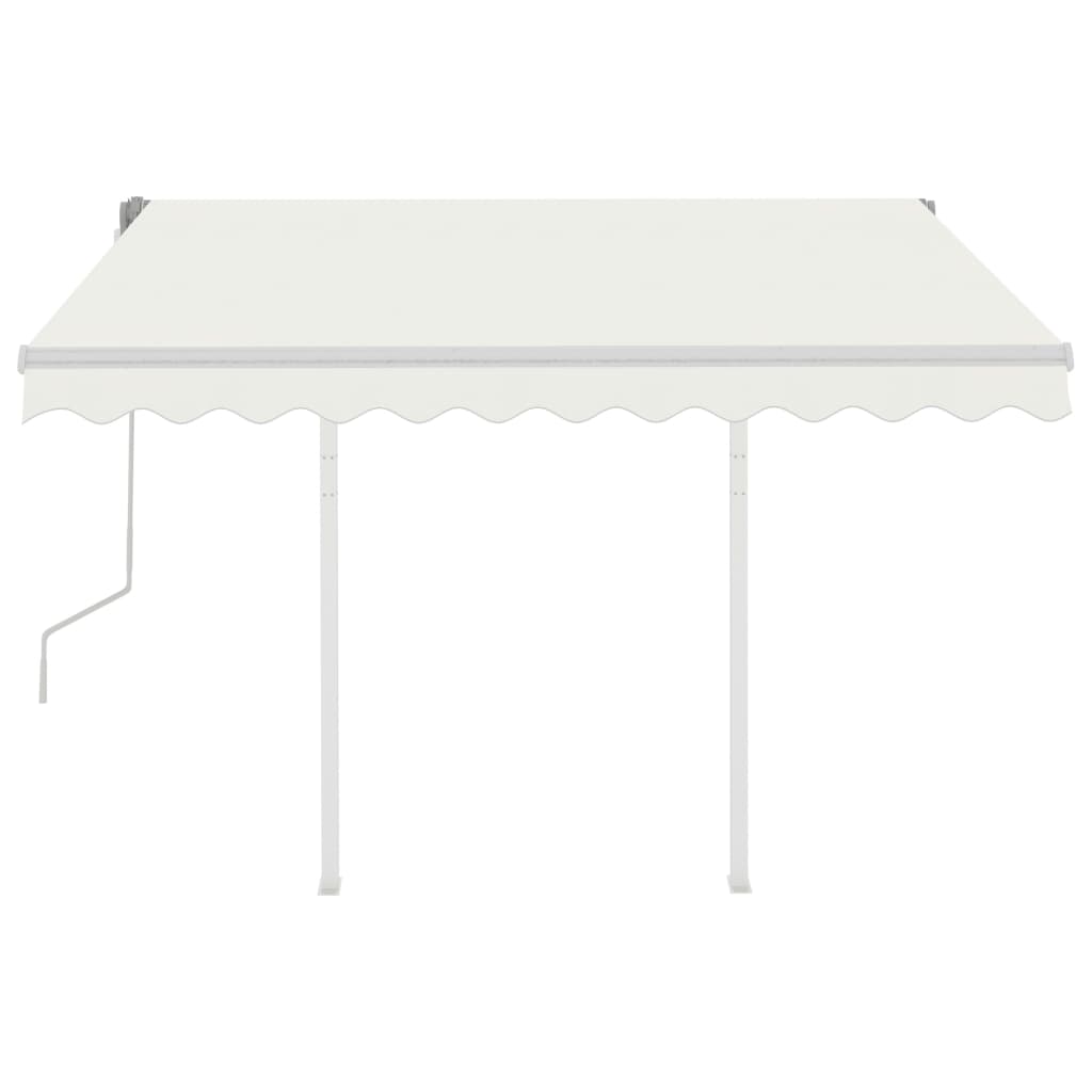 Tenda da Sole Retrattile Manuale con Pali 3,5x2,5 m Crema