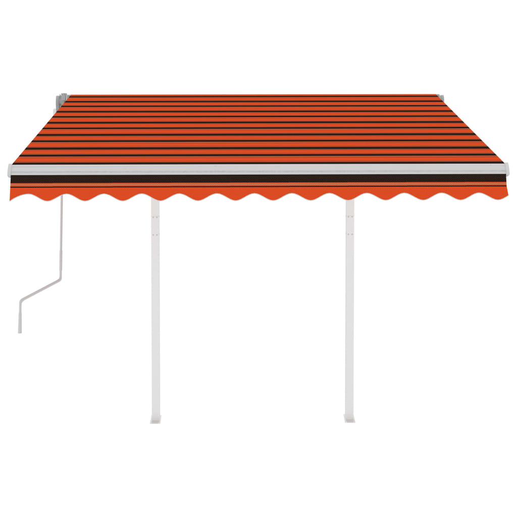 Tenda Retrattile Manuale con Pali 3,5x2,5m Arancio e Marrone