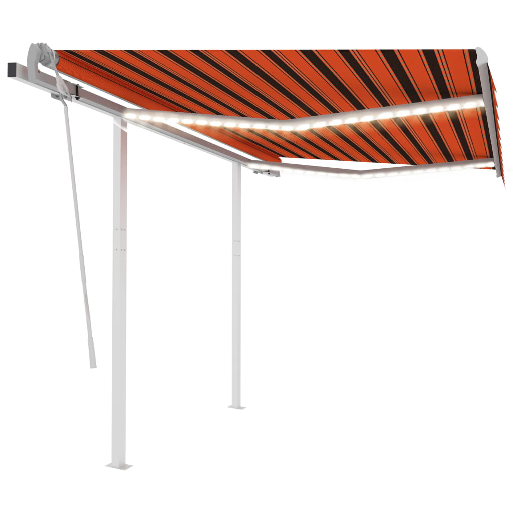 Tenda Retrattile Manuale con LED 3,5x2,5m Arancione e Marrone - homemem39