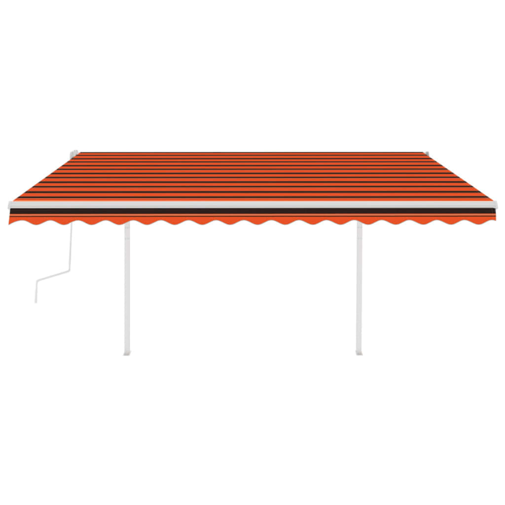 Tenda da Sole Retrattile Manuale con Pali 4x3m Arancio Marrone