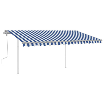 Tenda da Sole Retrattile Manuale con LED 4x3 m Blu e Bianca