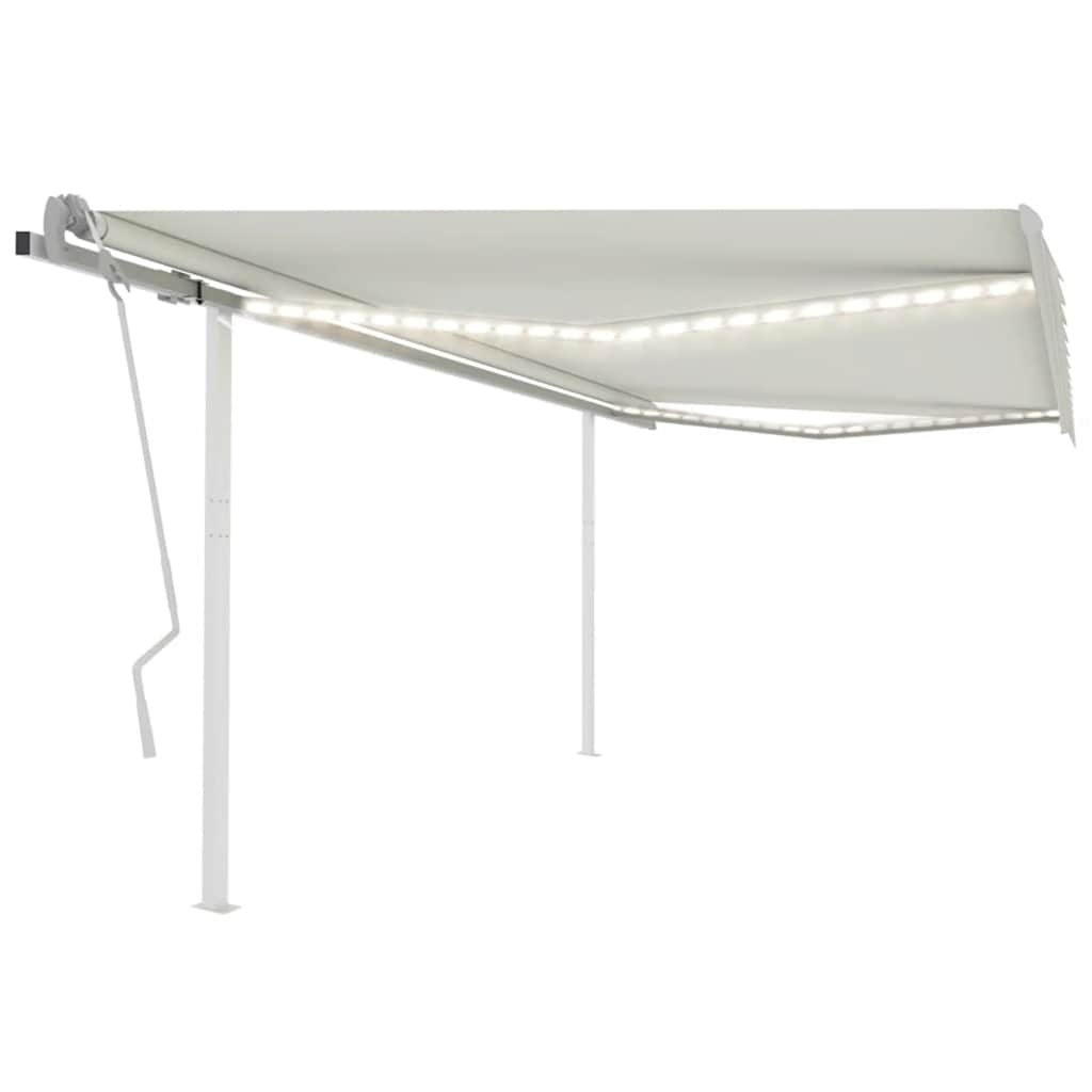 Tenda da Sole Retrattile Manuale con LED 4x3 m Crema