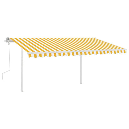 Tenda da Sole Retrattile Manuale con LED 4x3 m Gialla e Bianca