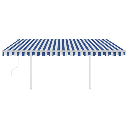 Tenda da Sole Retrattile Automatica con Pali 4x3 m Blu e Bianca - homemem39