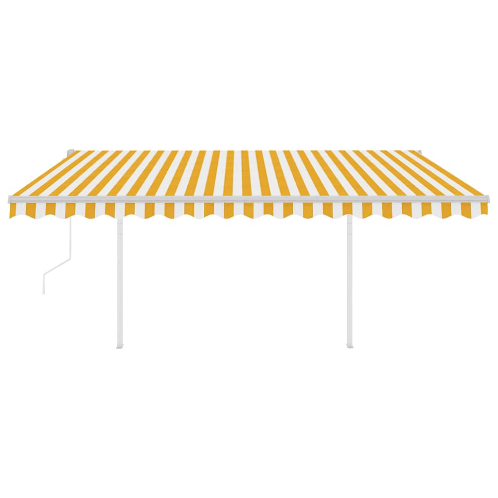 Tenda da Sole Retrattile Automatica con Pali 4x3m Gialla Bianca - homemem39