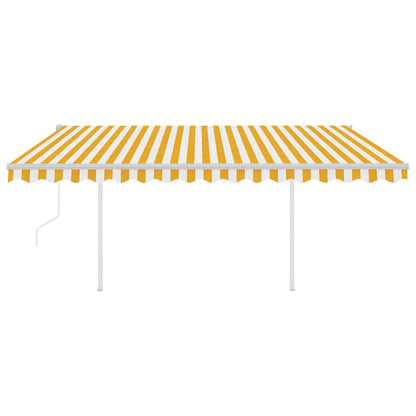 Tenda da Sole Retrattile Automatica con Pali 4x3m Gialla Bianca - homemem39