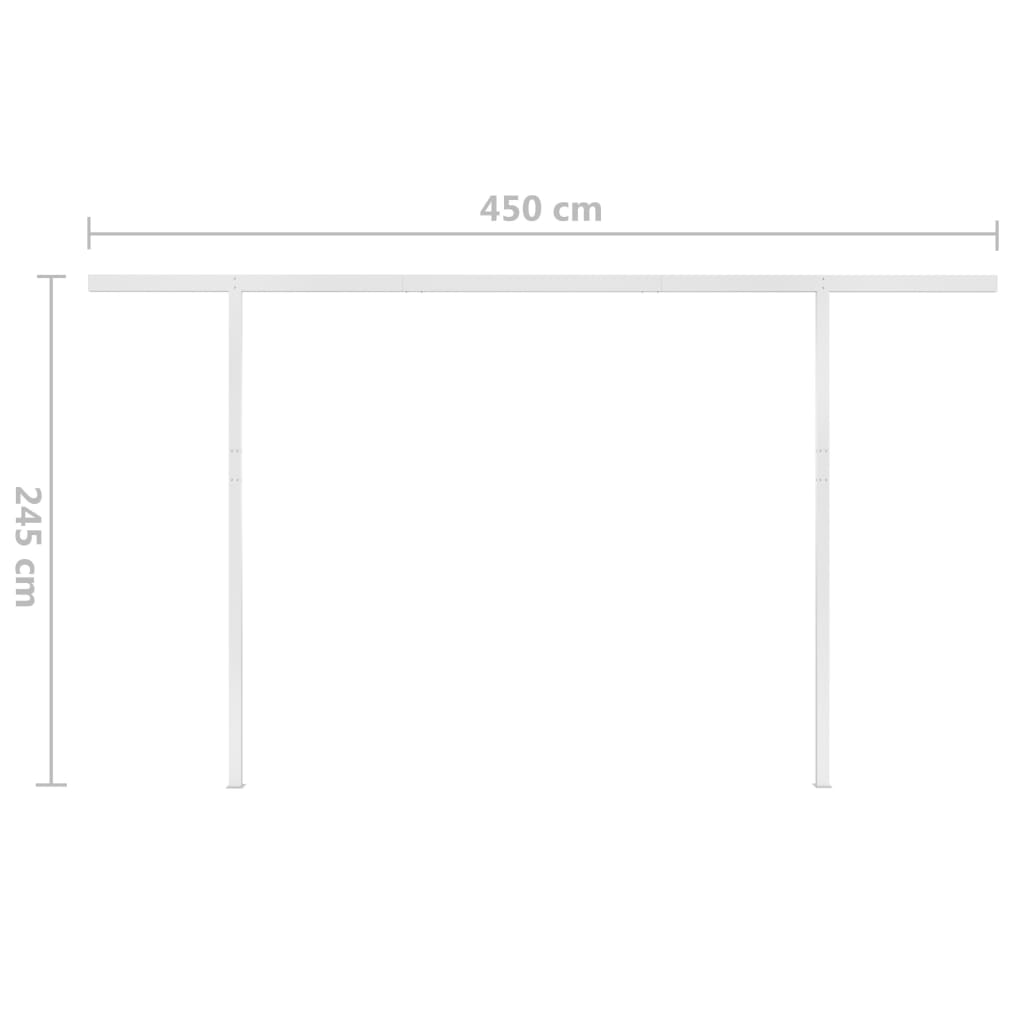 Tenda da Sole Retrattile Manuale con Pali 4,5x3 m Crema