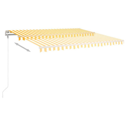 Tenda da Sole Retrattile Manuale con Pali 4,5x3 m Gialla Bianca - homemem39