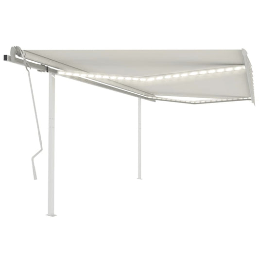 Tenda da Sole Retrattile Manuale con LED 4,5x3 m Crema