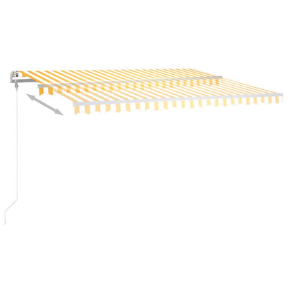 Tenda da Sole Retrattile Manuale LED 4,5x3 m Gialla Bianca - homemem39