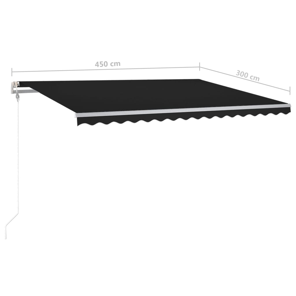 Tenda da Sole Retrattile Manuale con LED 4,5x3 m Antracite - homemem39