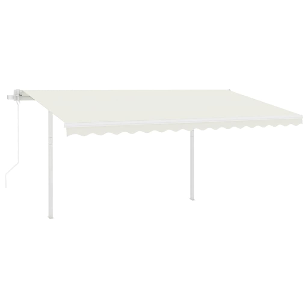 Tenda da Sole Retrattile Automatica con Pali 4,5x3 m Crema - homemem39