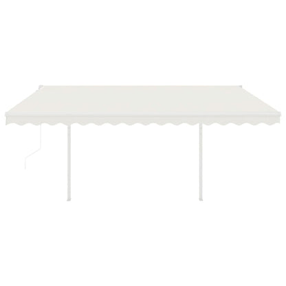 Tenda da Sole Retrattile Automatica con Pali 4,5x3 m Crema - homemem39