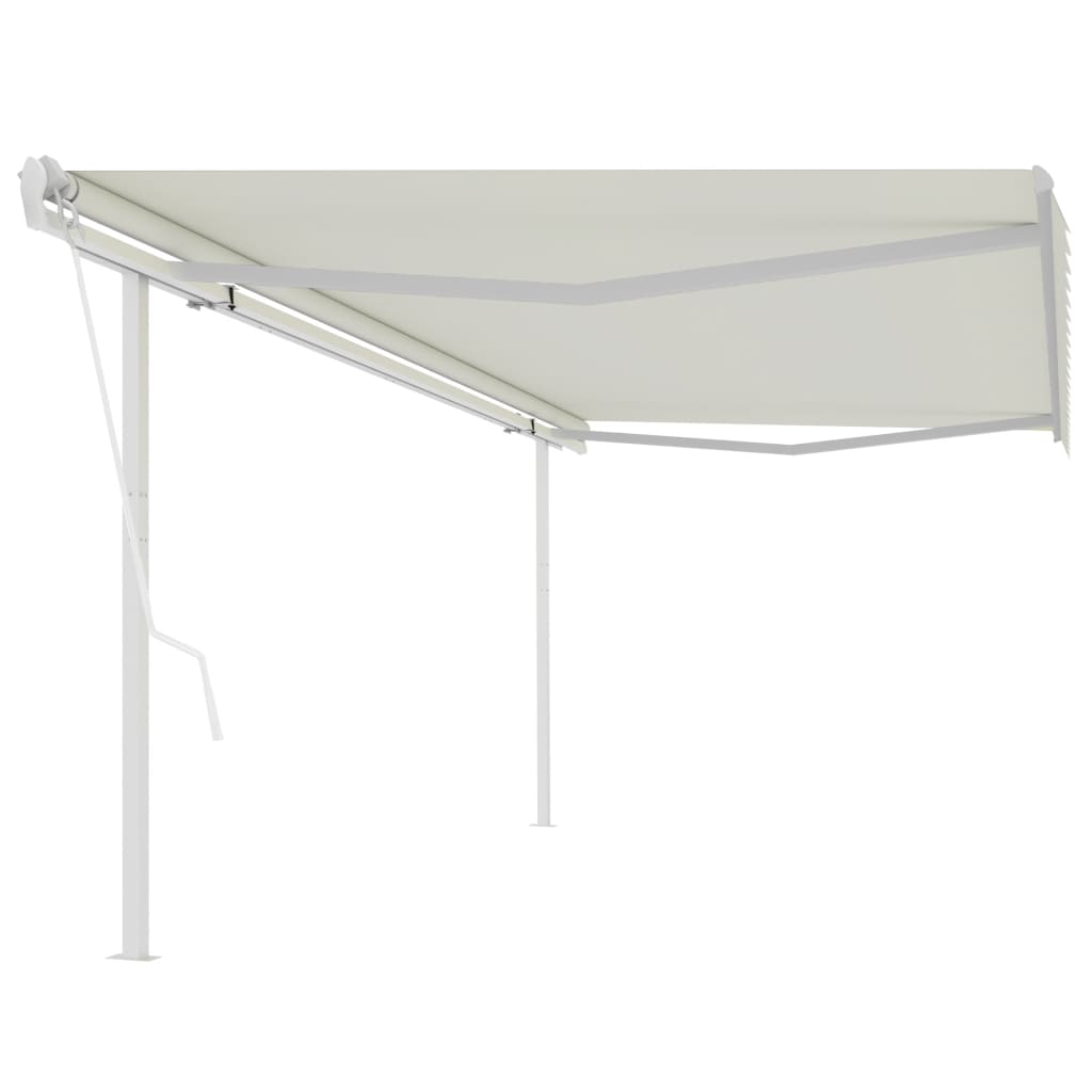 Tenda da Sole Retrattile Automatica con Pali 5x3 m Crema