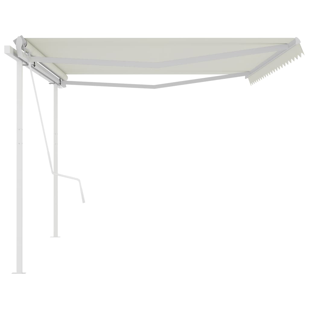 Tenda da Sole Retrattile Automatica con Pali 5x3 m Crema - homemem39