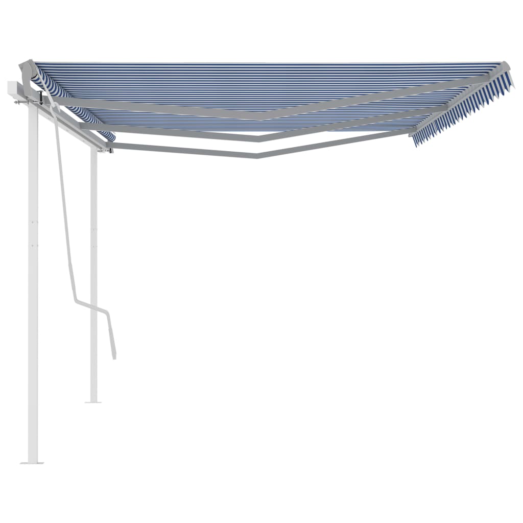 Tenda da Sole Retrattile Manuale con Pali 6x3m Blu e Bianca - homemem39