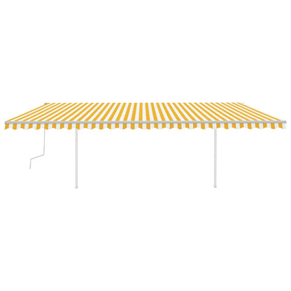 Tenda da Sole Retrattile Manuale con Pali 6x3m Gialla e Bianca - homemem39