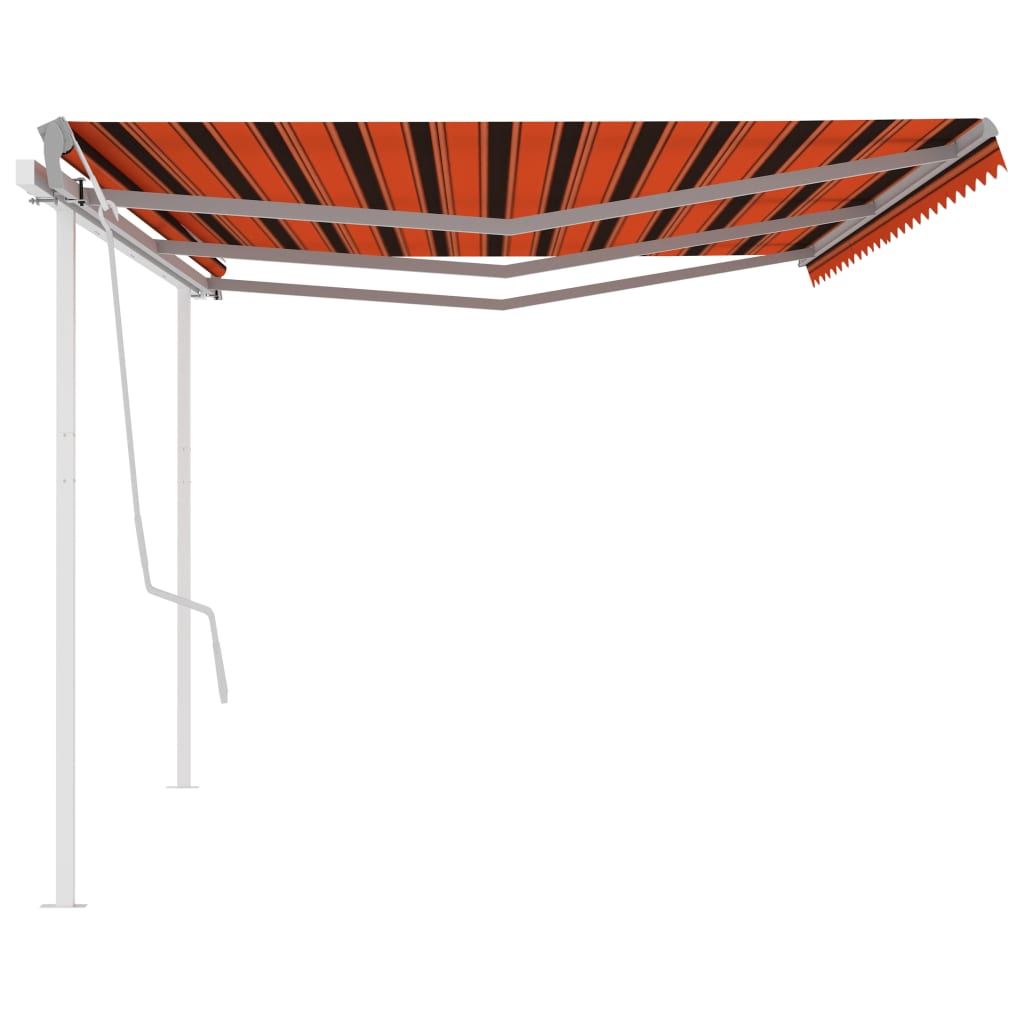 Tenda da Sole Retrattile Manuale con Pali 6x3 m Arancio Marrone - homemem39